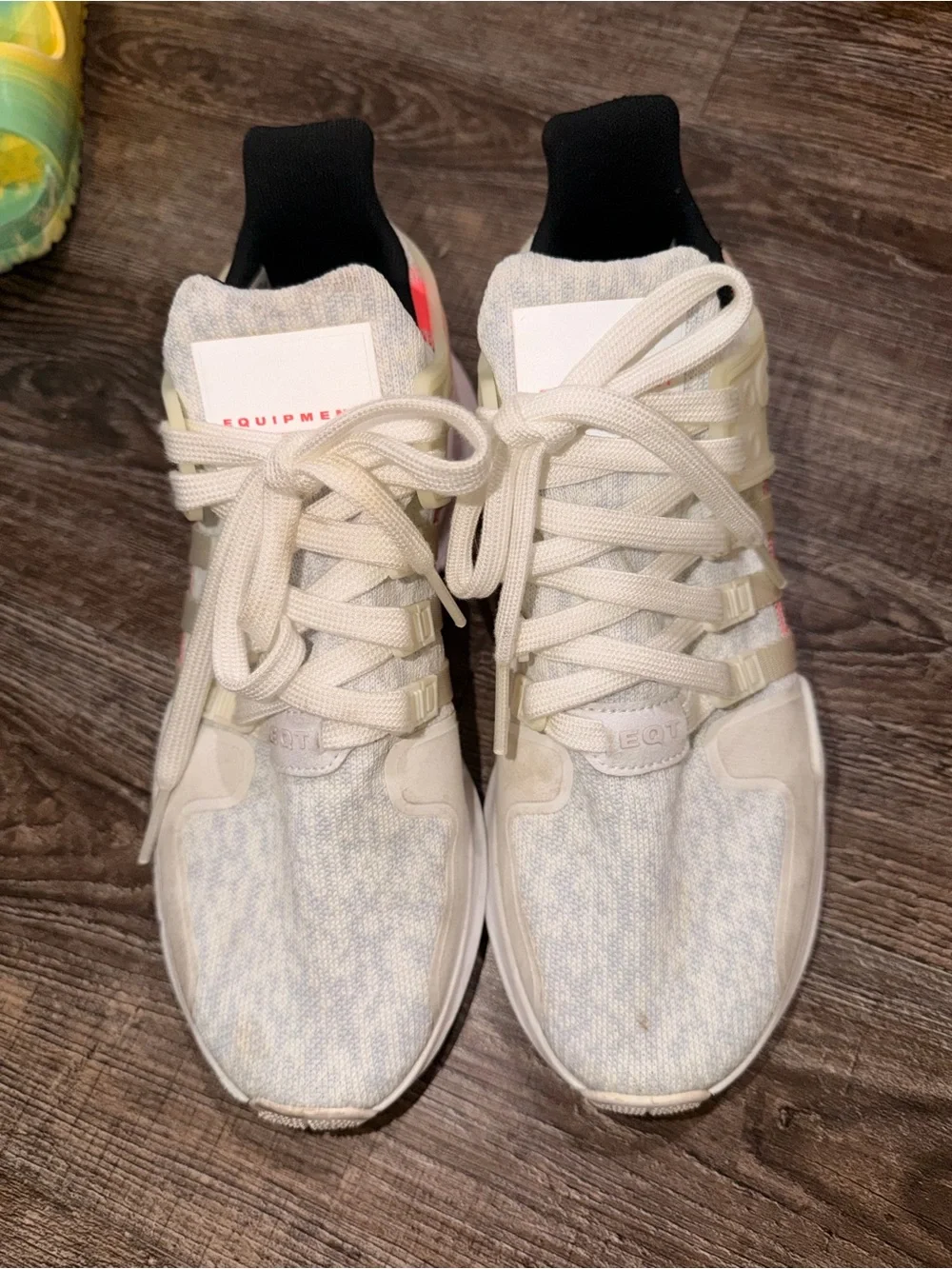 adidas Women's Cream Knit EQT Lace-Up Sneakers with Black Collar